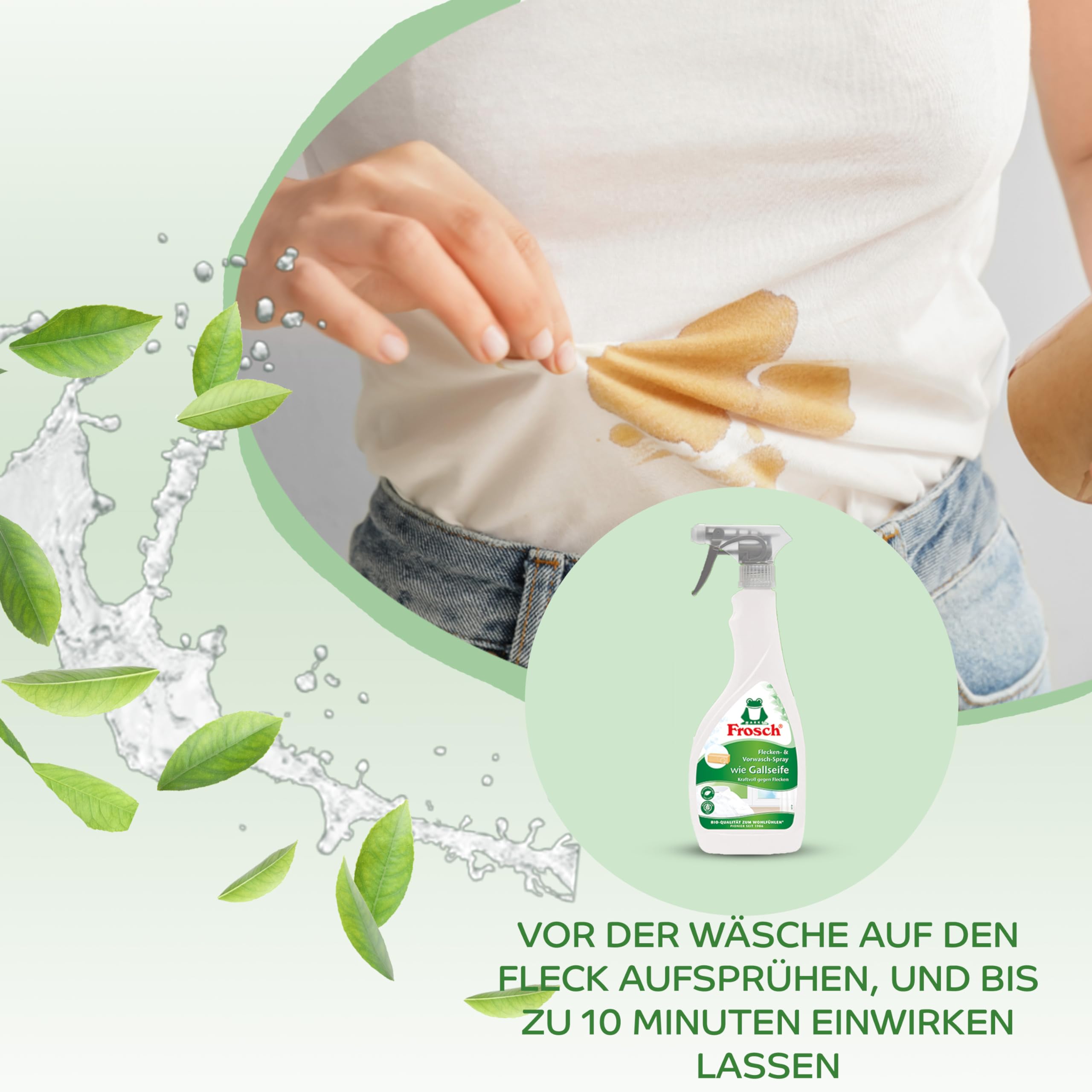Frosch Wie Gallseife Fleckenspray 500 ml, 8er Pack (8 x 500 ml) - Effektiv gegen Flecken, biologisch abbaubar und Celexqua Reinigungsratgeber (e-Book)
