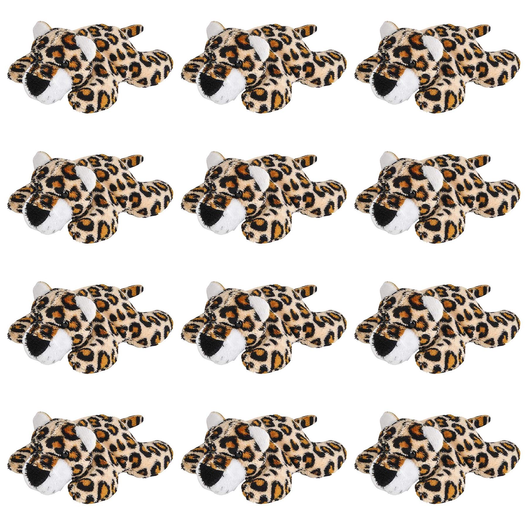 Forest & Twelfth Kids Stuffed Animal Mini Leopard Plush Toys, 12 Pack Stuffed Animal Plush Toys for Zoo Safari Party Favors and Goody Bags, Classroom Treasure Box Prizes, Stocking Stuffers (Leopard)