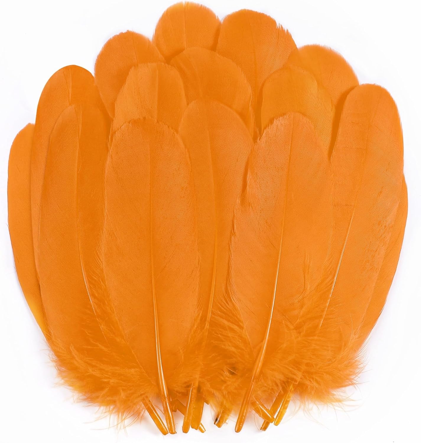 Holmgren Orange Goose Feathers Bulk - 200pcs 5-7inch Big Goose Feather Bulk for DIY Crafts Mask Hatband Wing Costume Accessories and Halloween Party Home Decorations (Orange)