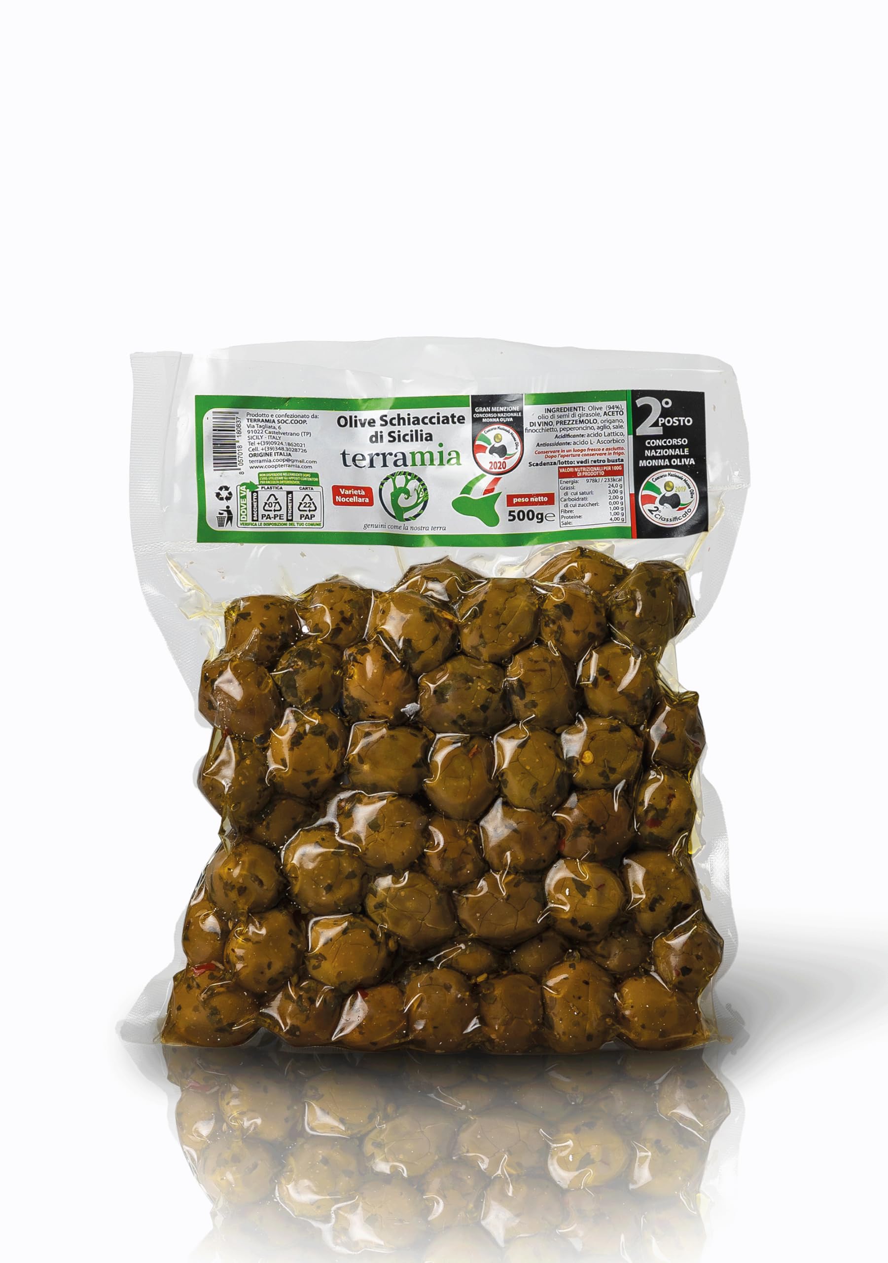 Olive italiane di castelvetrano Sicily della valle del belìce 8 buste da 500 g. Azienda vincitrice di premi nazionali come Ercole Olivario, Monna Oliva