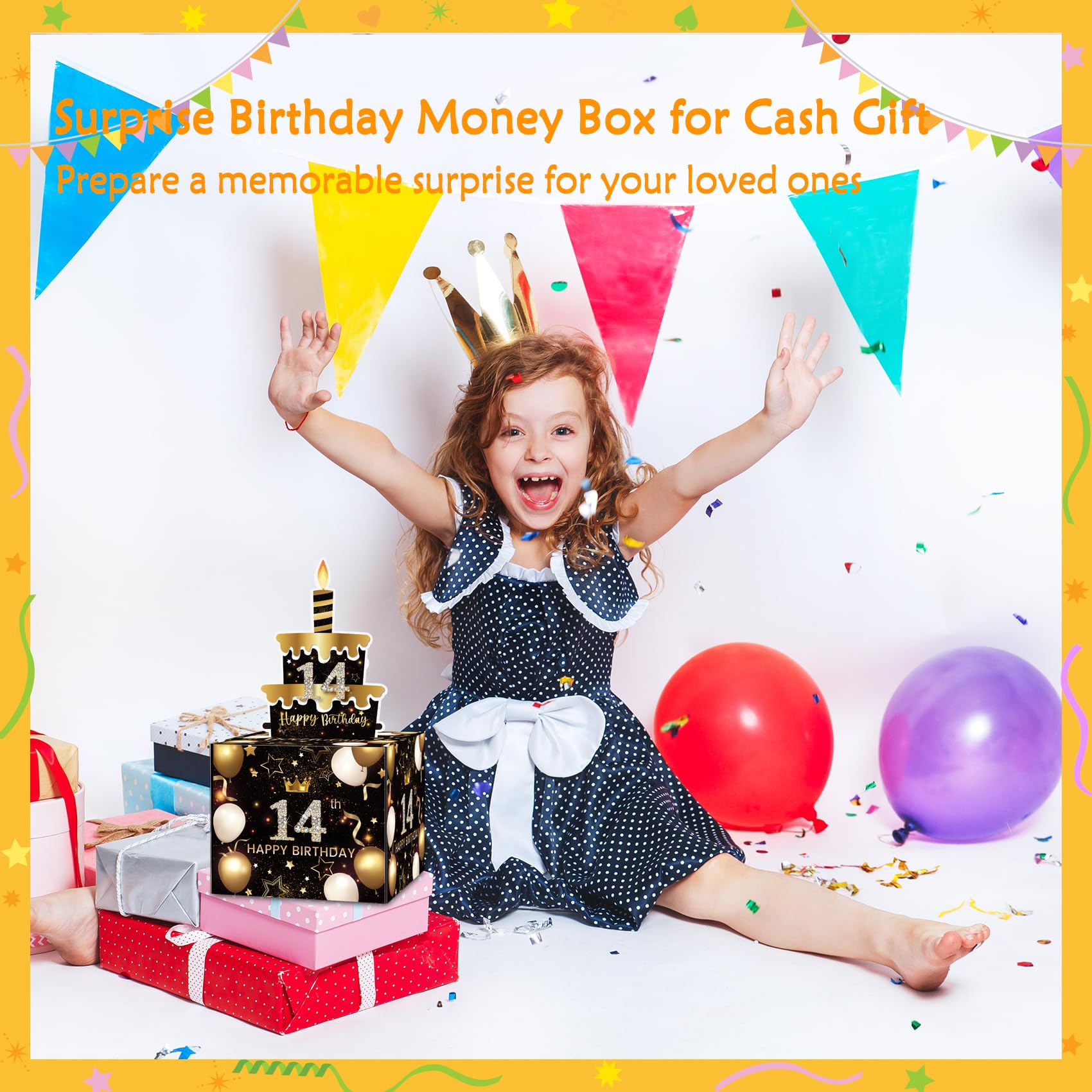 14th Birthday Money Gift Box – Pull-Out Cash Box For Boys & Girls, Fun Money Present For Fourteen Year Olds