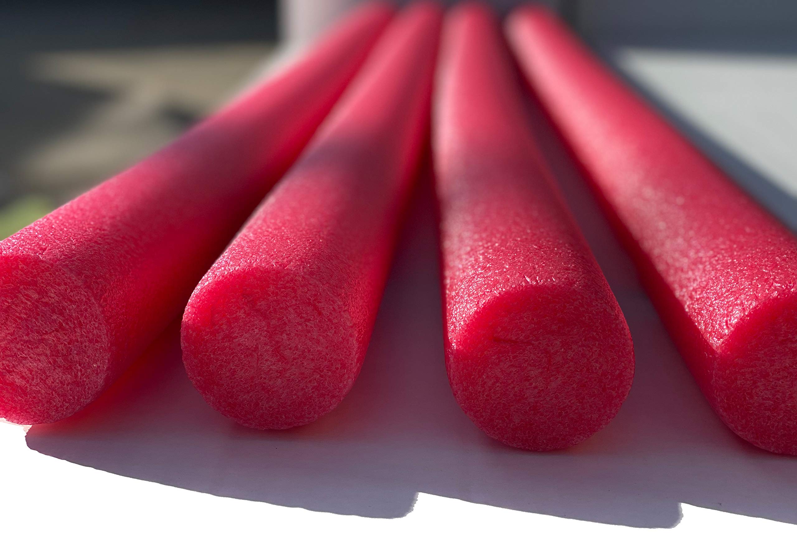 Flex Connex 4 Pack Solid Core Flex Connex Swim Noodles 5 Foot Length (Red)