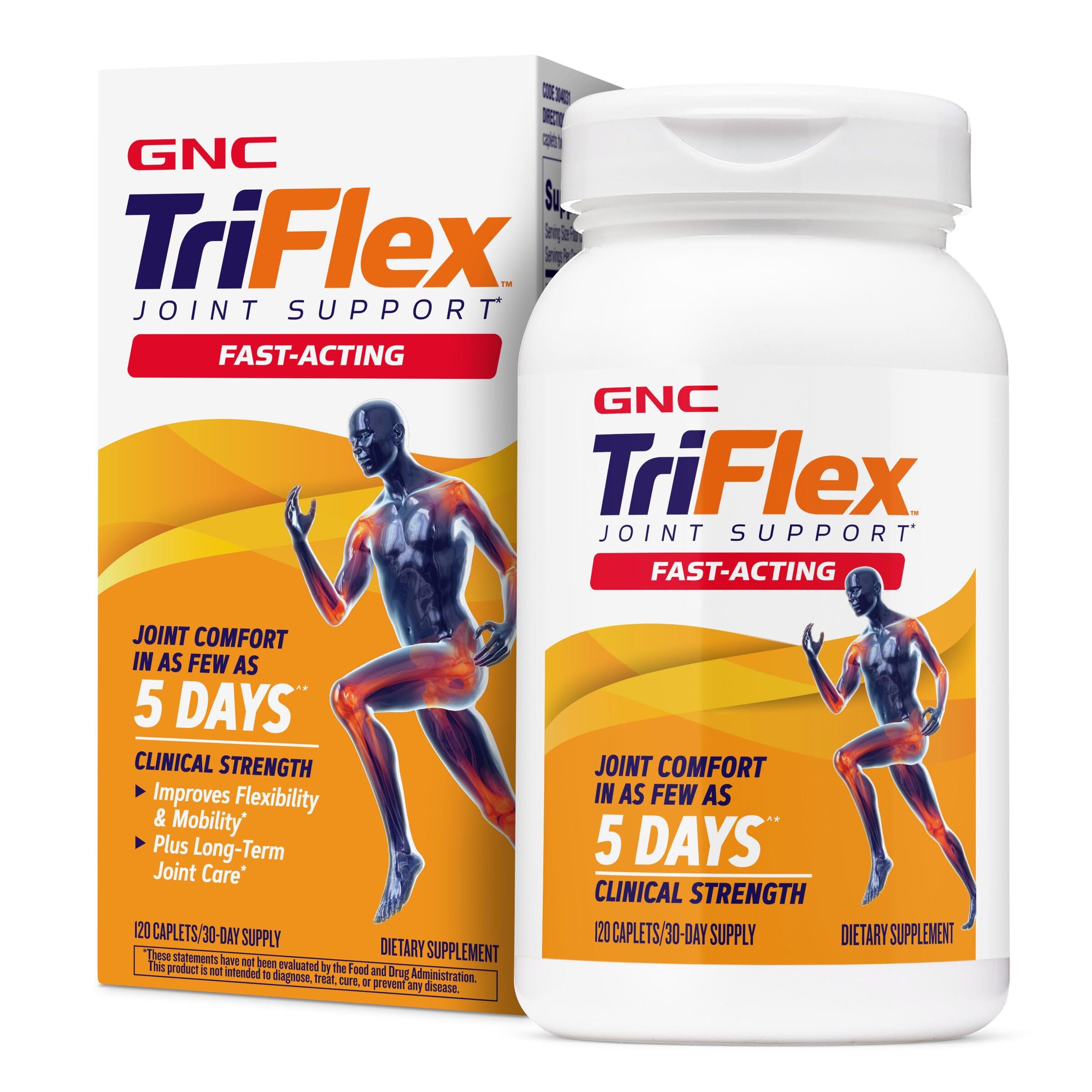 GNC TriFlex Fast-Acting, Improves Joint Comfort & Stiffness, 120 Caplets 120 Count, V2 New