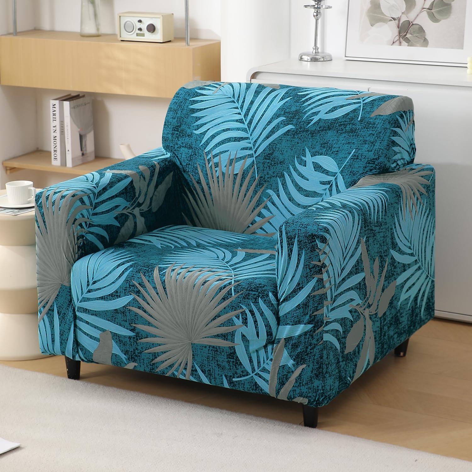 HOKIPO 4 Seater Sofa Cover - Grey Floral -31 HOKIPO 4 Seater Sofa Cover - Grey Floral -31
