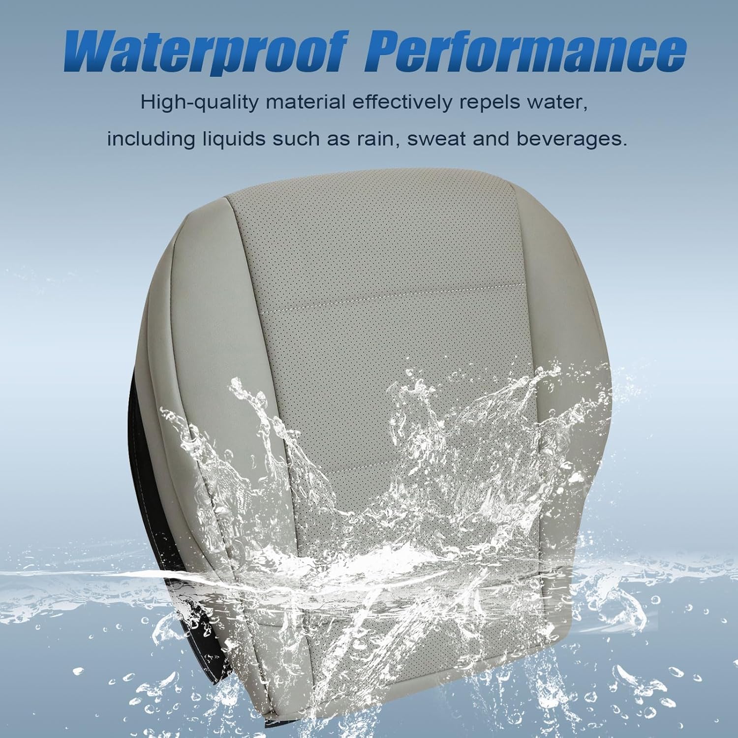 SecosAutoparts Driver or Passenger Side Bottom Replacement Perforated Gray Leather Seat Cover Compatible with Mercedes-Benz W203 2005 2006 2007