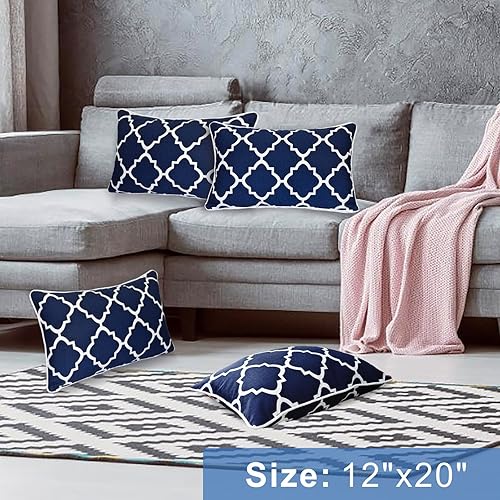 Miniatura 8 de JMGBird Juego de 2 almohadas impermeables para exteriores con inserto incluido de 12 x 20 pulgadas, para muebles de patio