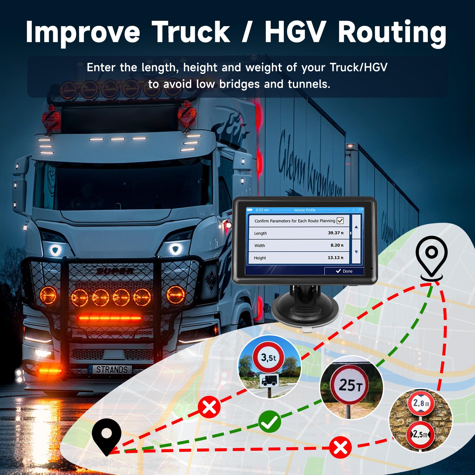 5 inch Sat Nav for Car, with UK Maps, Lifetime Updates, Support Postcode Search, Voice Directions, Speed Camera Alert, Lane Guidance Assist — view 6