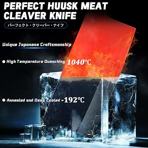 Miniatura 2 de Huusk Cuchillo de carnicero para cortar carne, cuchillo de carnicero de 7.5 pulgadas, cuchillo de cortar profesional, cuchillos de chef de espiga