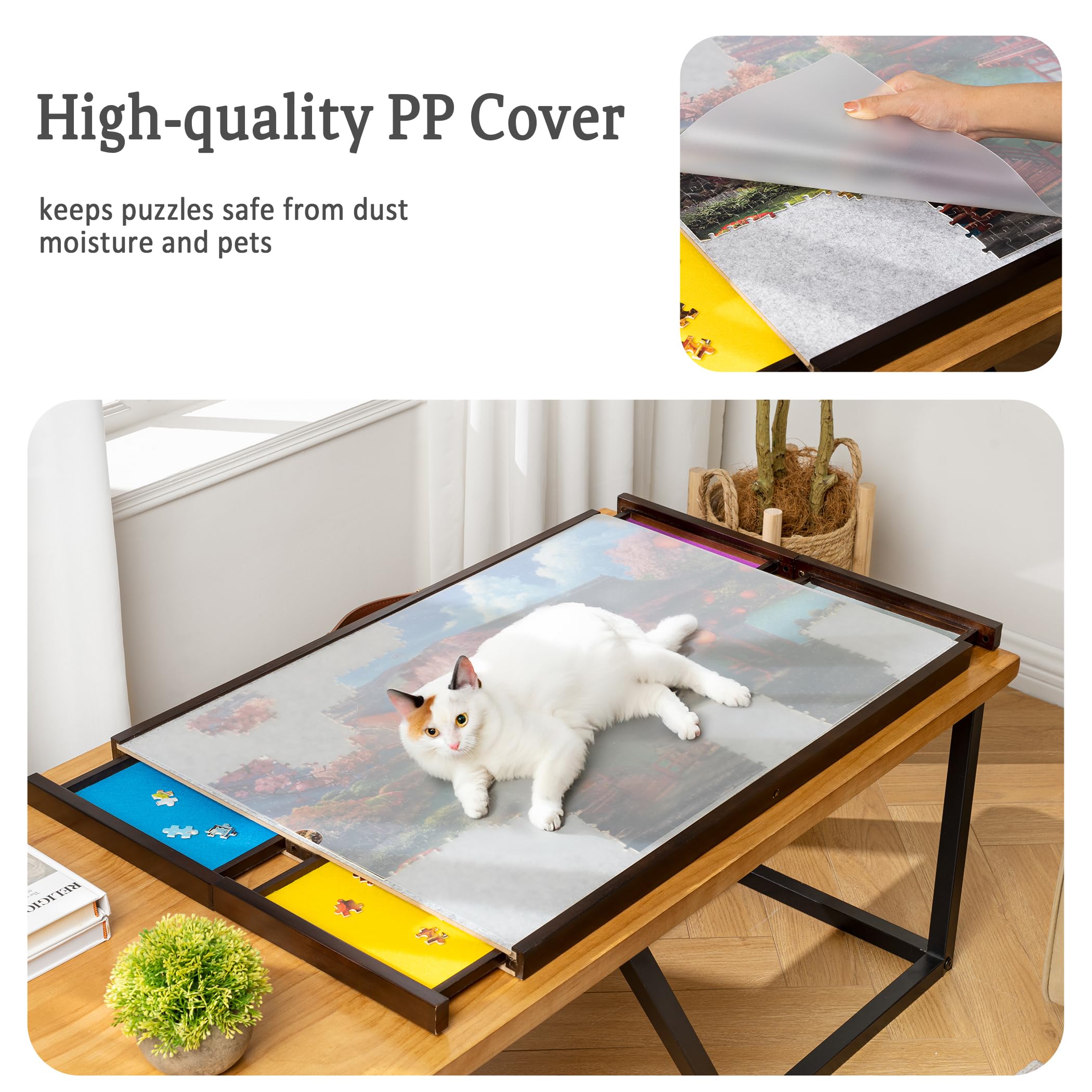 Kcelarec Wooden Puzzle Table, Portable Jgsaw Puzzle Tables For Wth - View #12