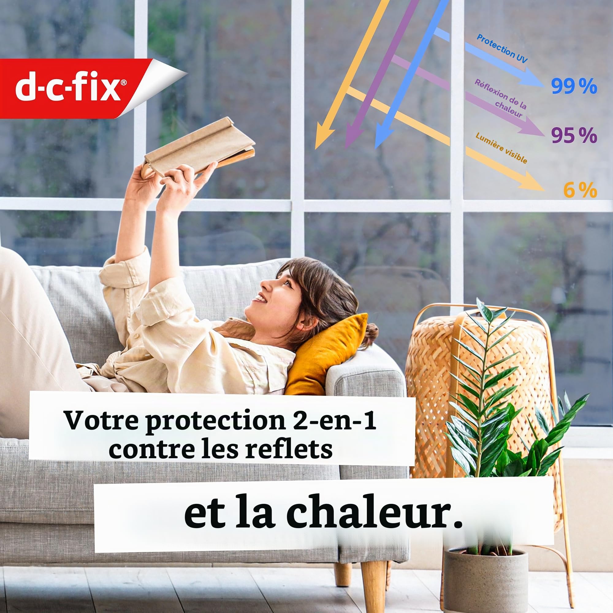 d-c-fix Film Miroir Autocollant (90x150cm) Film de Fenêtre Protection Visibilité Extérieure, Transparent à l'Intérieur (en journée) – Protection UV 99%, Film Réfléchissant