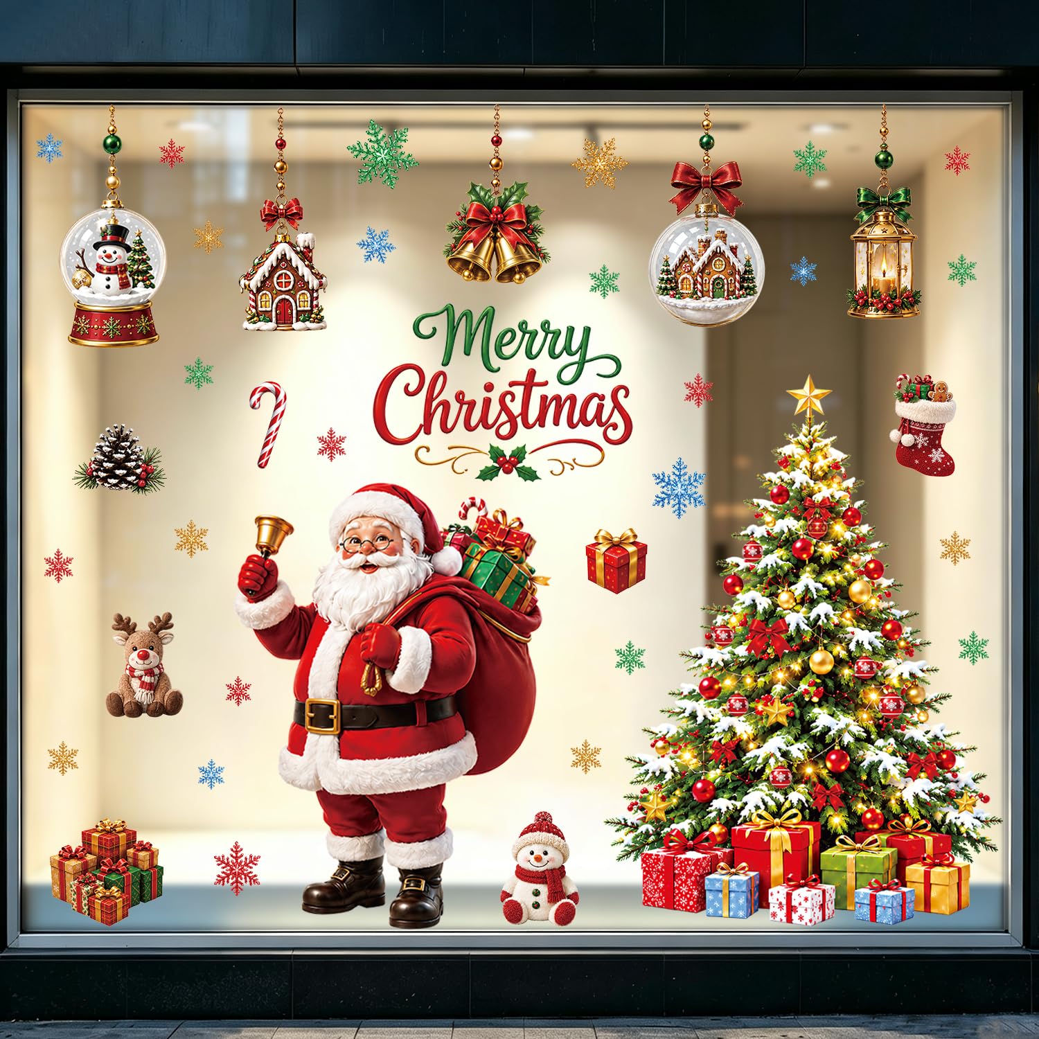 Extra Large Christmas Window Stickers Red Green
