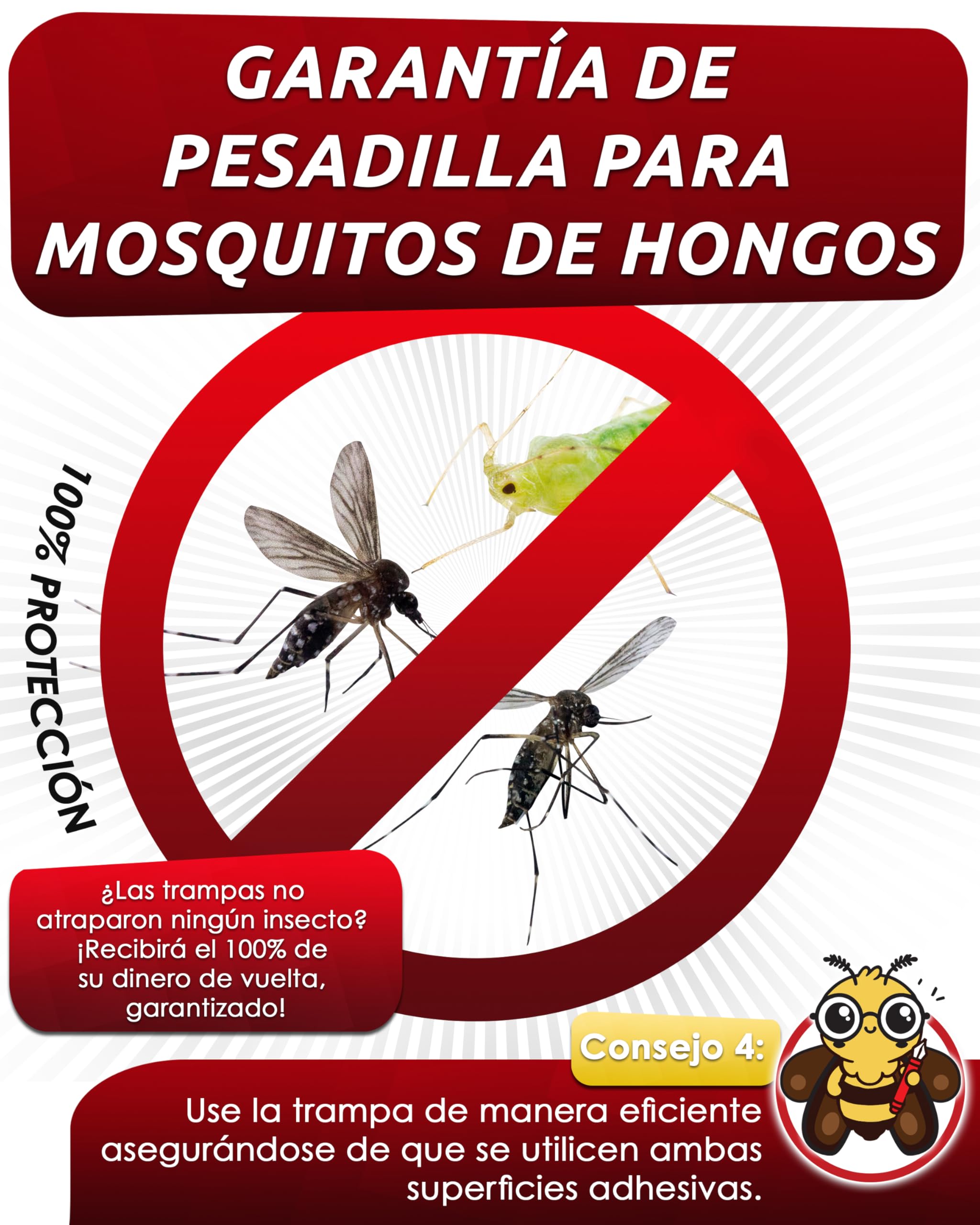 PIC Trampas Cromaticas Amarillas contra para Mosquito del Mantillo - 60x Pegatinas Trampas para Mosquitos, Eficaz Trampa Mosquitos No Tóxica, Ideal para Plantas De Interior contra Moscas pequeños