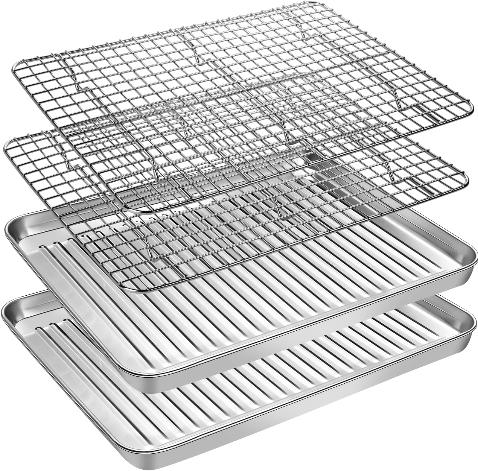 Baking Sheet Tray with Cooling Rack Set, Stainless Steel Cookie Pan with Cooling Rack for Oven, Nonstick Baking Pan, Disposable Sheet Pans, Baking & Cookie Sheets