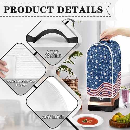 Miniatura 4 de Gomyblomy Funda para electrodomésticos de cocina con bandera americana, a prueba de polvo, antihuellas dactilares, resistente a las manchas,