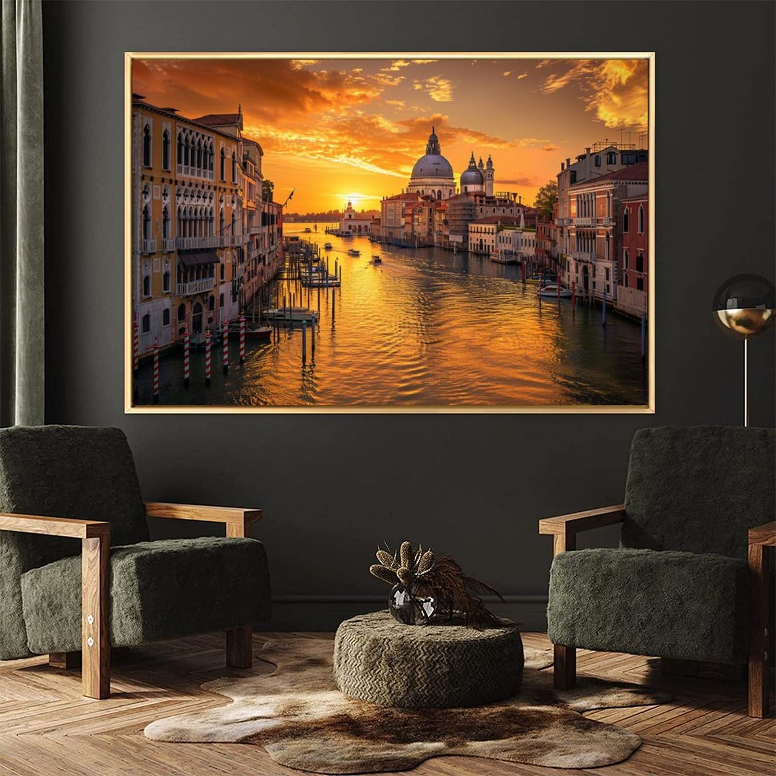 Amazon.co.jp: 絵画 ヴェネツィア大運河の夕日の風景 アート