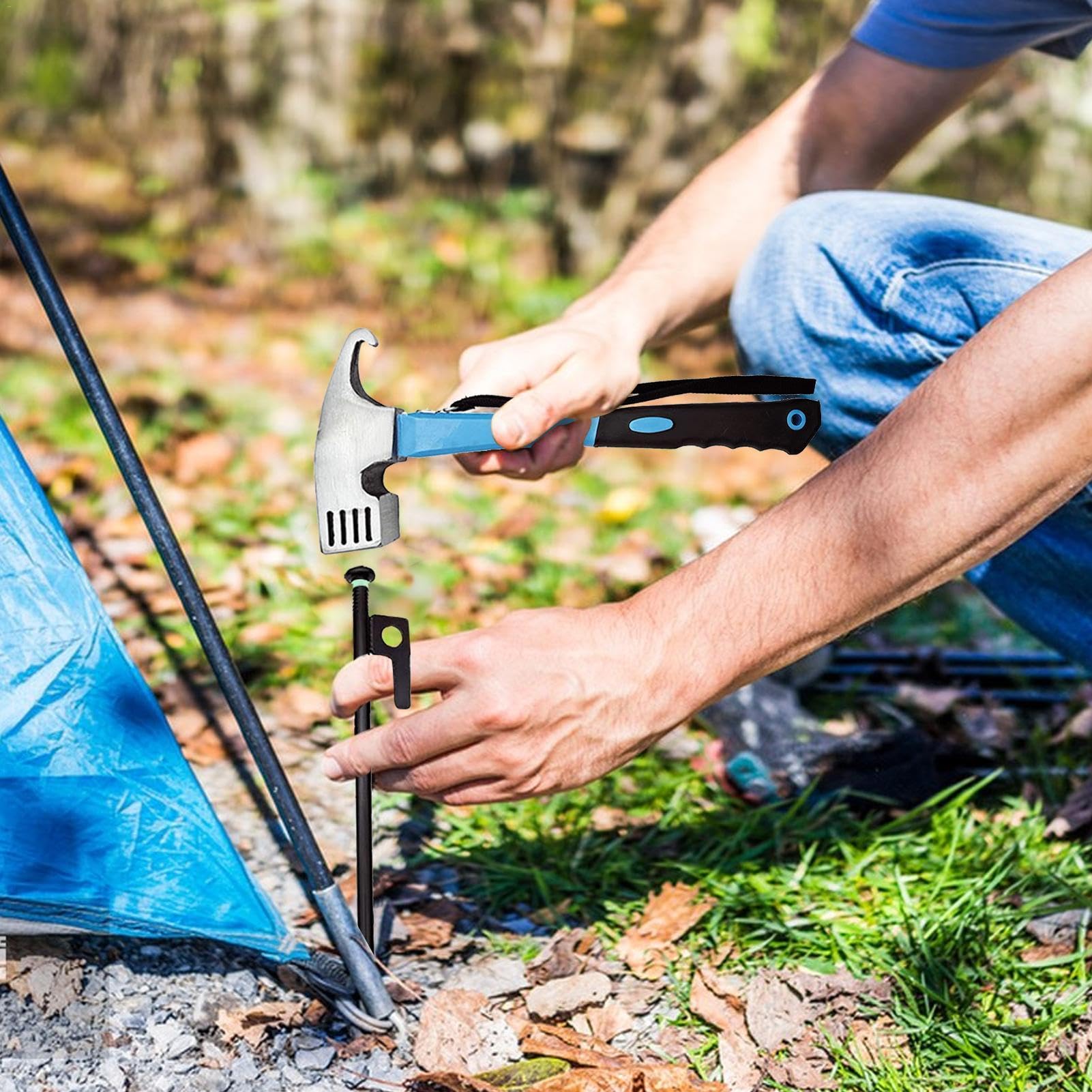 Campingzelt-Nägel, winddicht, Bodenanker und Hammer, 30 cm, Heringe zur sicheren Sicherung von Campingausrüstung, Wandern, Rucksackreisen, Picknick, Angelzubehör