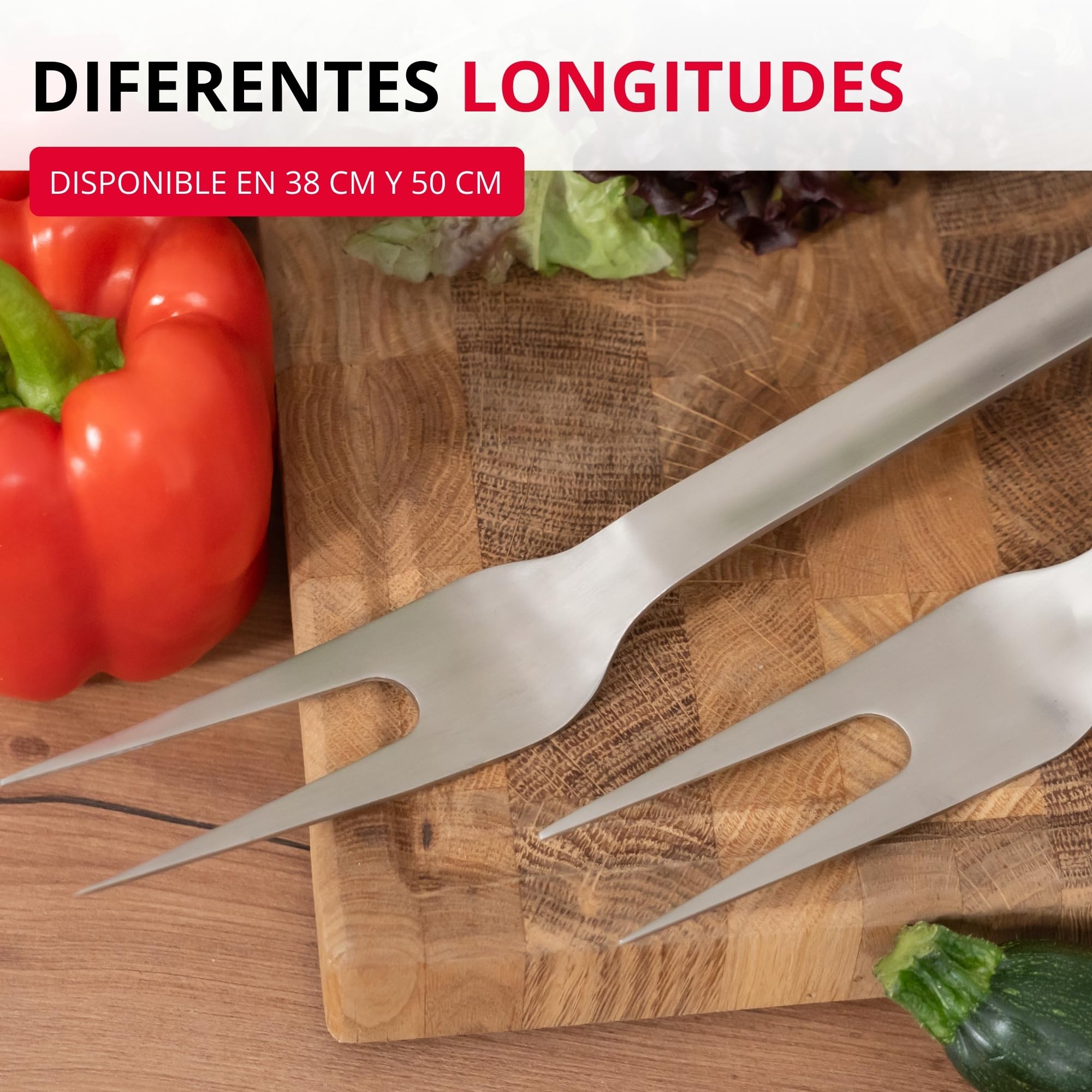 Westmark Meat Fork Pro, Tenedor para trinchar de acero inoxidable con púas largas y ganchos para colgar, óptimo para asar, asar y cocinas profesionales, Plata, 38 cm