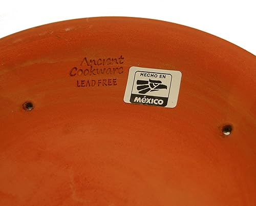 Miniatura 3 de Ancient Cookware, Maceta plana de arcilla mexicana Cazuela, pequeña, 3 cuartos de galón