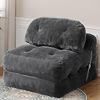 Vellorise Folding Sofa Bed Convertible Sleeper Chair with Pillows - Space-Saving Futon for Small Apartments, Dark Gray