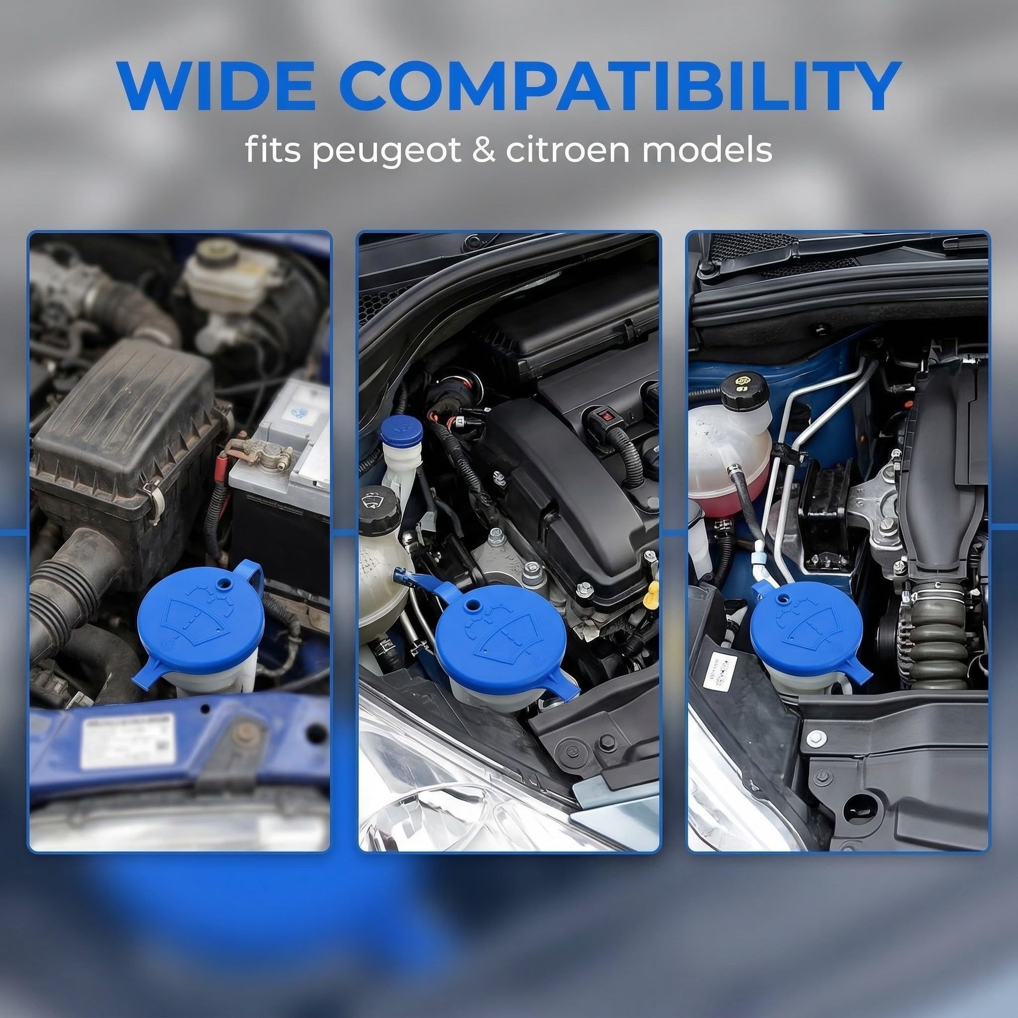 2 Piezas Tapón de Depósito, Tapa Tanque Limpiaparabrisas, Tapa de Repuesto de la Caja del limpiaparabrisas del Automóvil, Tapa del Tanque de Agua Raspada, Para Peugeo 106 206 207 306