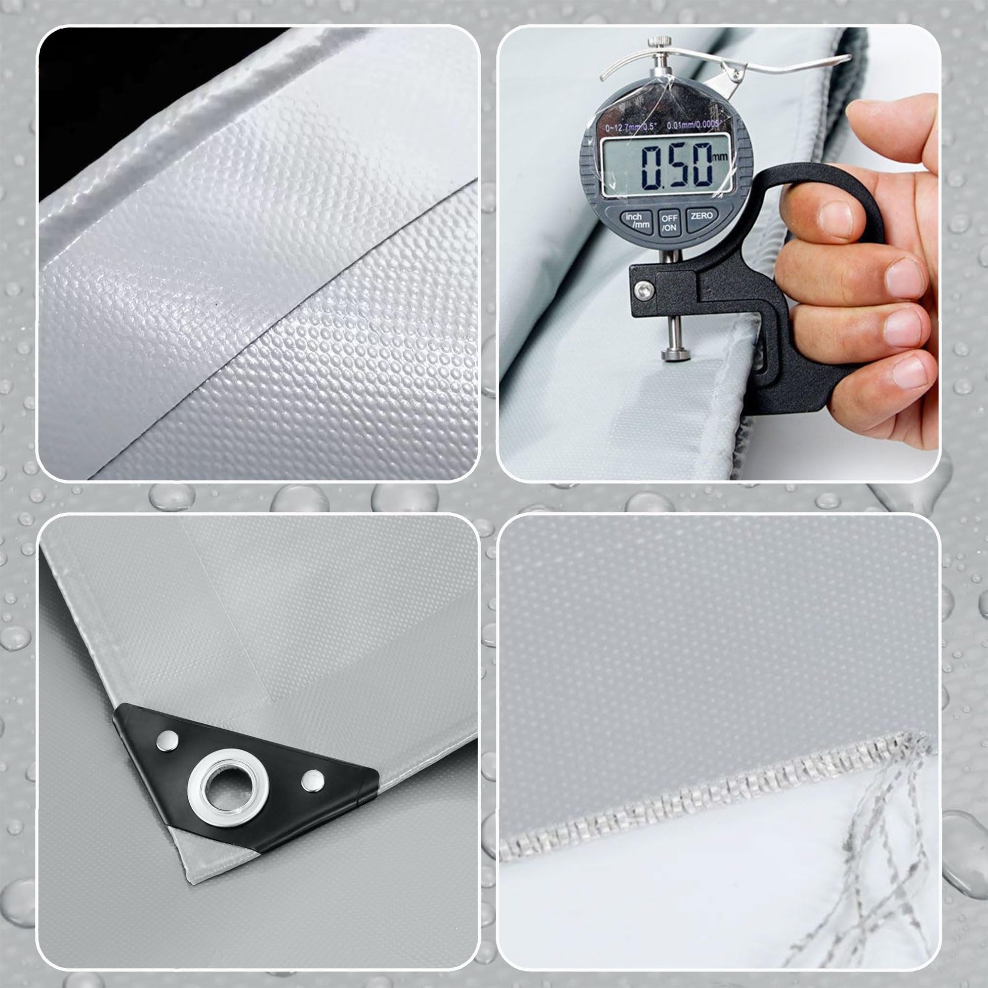 Telone impermeabile 1 x 22,5 m, 520 g/m², resistente, in PVC, resistente ai raggi UV, resistente agli strappi, ideale per legna da ardere, barca, camion, colore grigio
