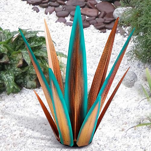 Escultura rústica de tequila de gran tamaño mejorada 2022, planta de agave de metal rústico para exteriores, patio, jardín, césped, estatua de