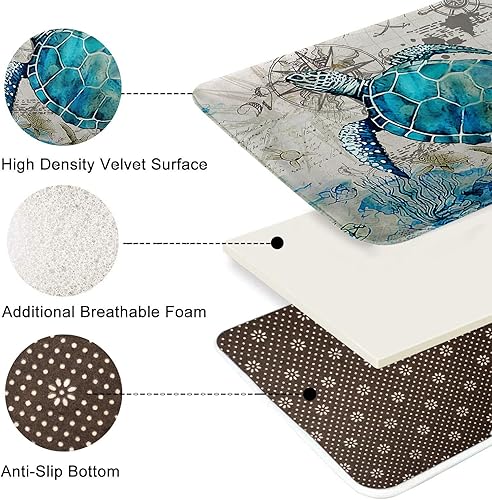 Miniatura 4 de Britimes Juego de 2 tapetes de baño, alfombras de baño antideslizantes, diseño de paisaje abstracto, bohemio, decoración de baño, alfombras de 16 x