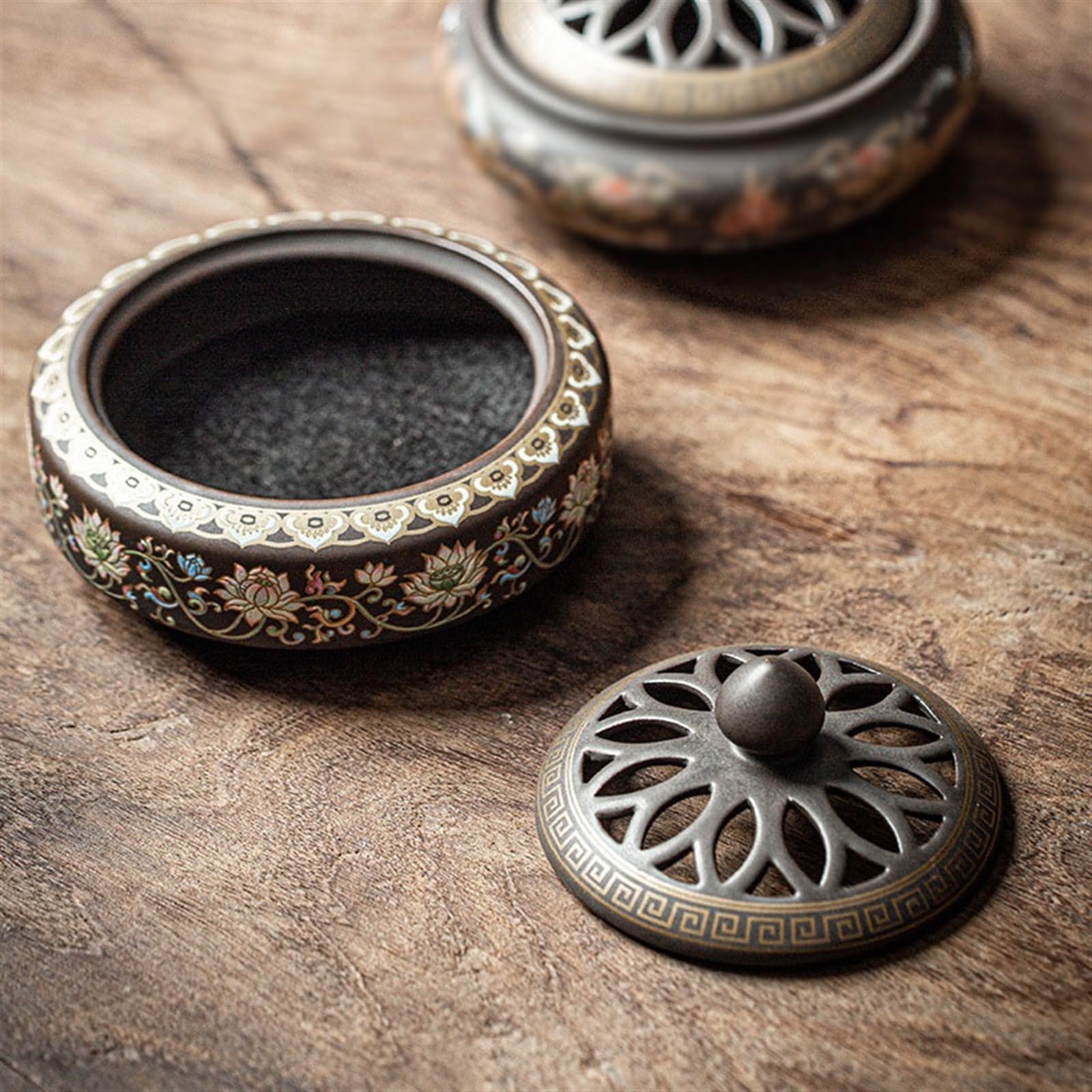 Recogedor de Cenizas Quemador de Incienso cerámica esmaltado Pintado a Mano, decoración Mesa té Zen, Soporte Decorativo