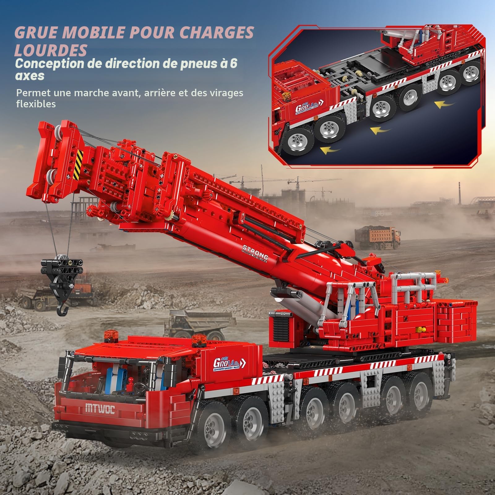 Mould King 17065 Technik GMK Heavy Duty Crane Klemmsteinen Kit 4566+ PCS MOC Remote Commanded Raupengraune Blöcke Toy mit 5 Motor