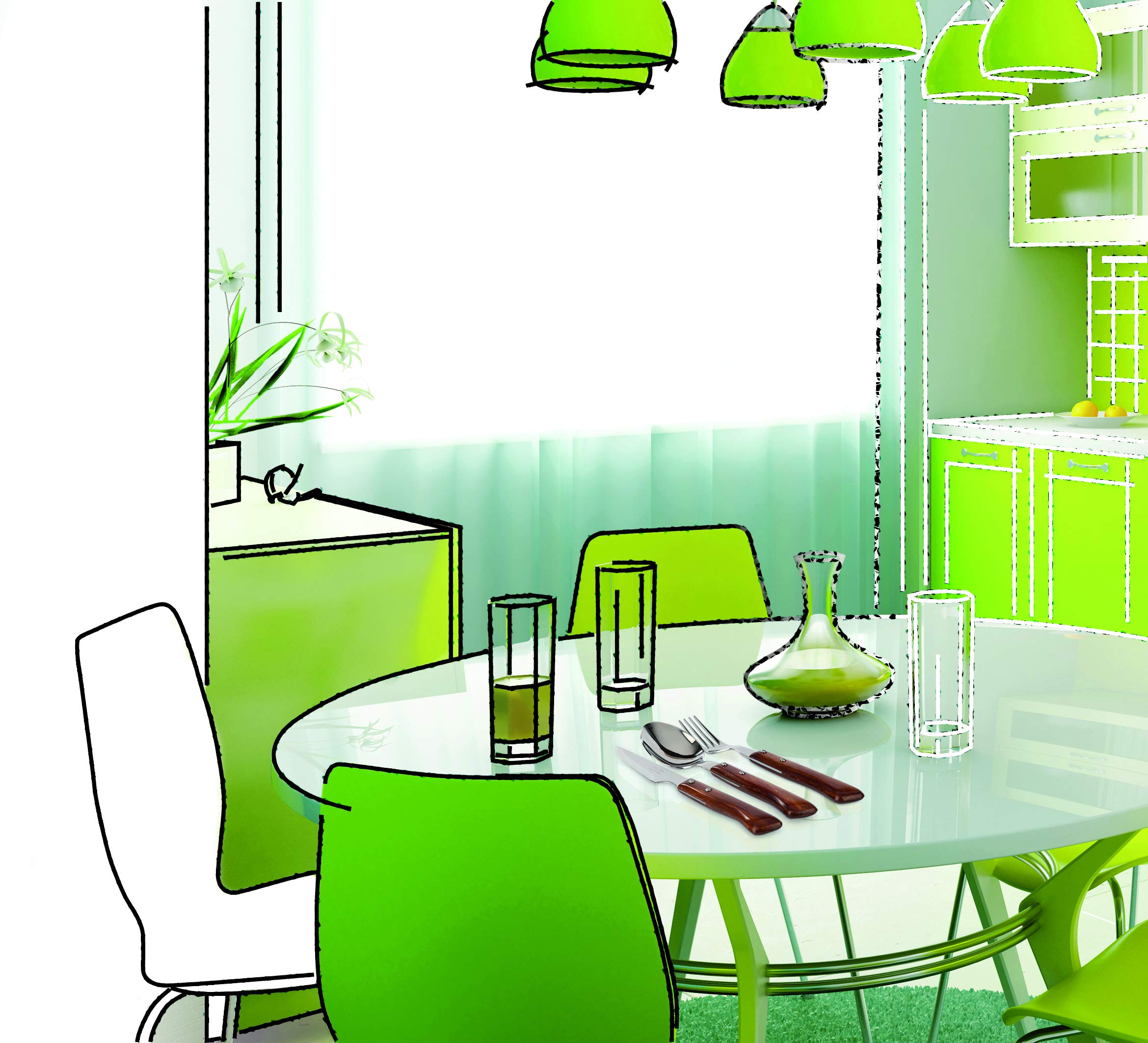 Arcos Serie Cuchillos de Mesa Caja 12 uds Cuchara Mesa, Cuchara de Acero Inoxidable 18/10 de 205 mm, Mango Madera Comprimida Color marrón (12 UDS)