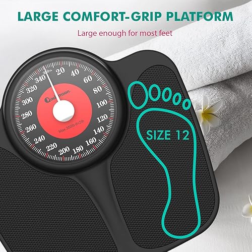 Miniatura 6 de Adamson Báscula A23 para peso corporal, hasta 350 libras, nueva 2023, superficie de goma antideslizante, números extra grandes, báscula de baño