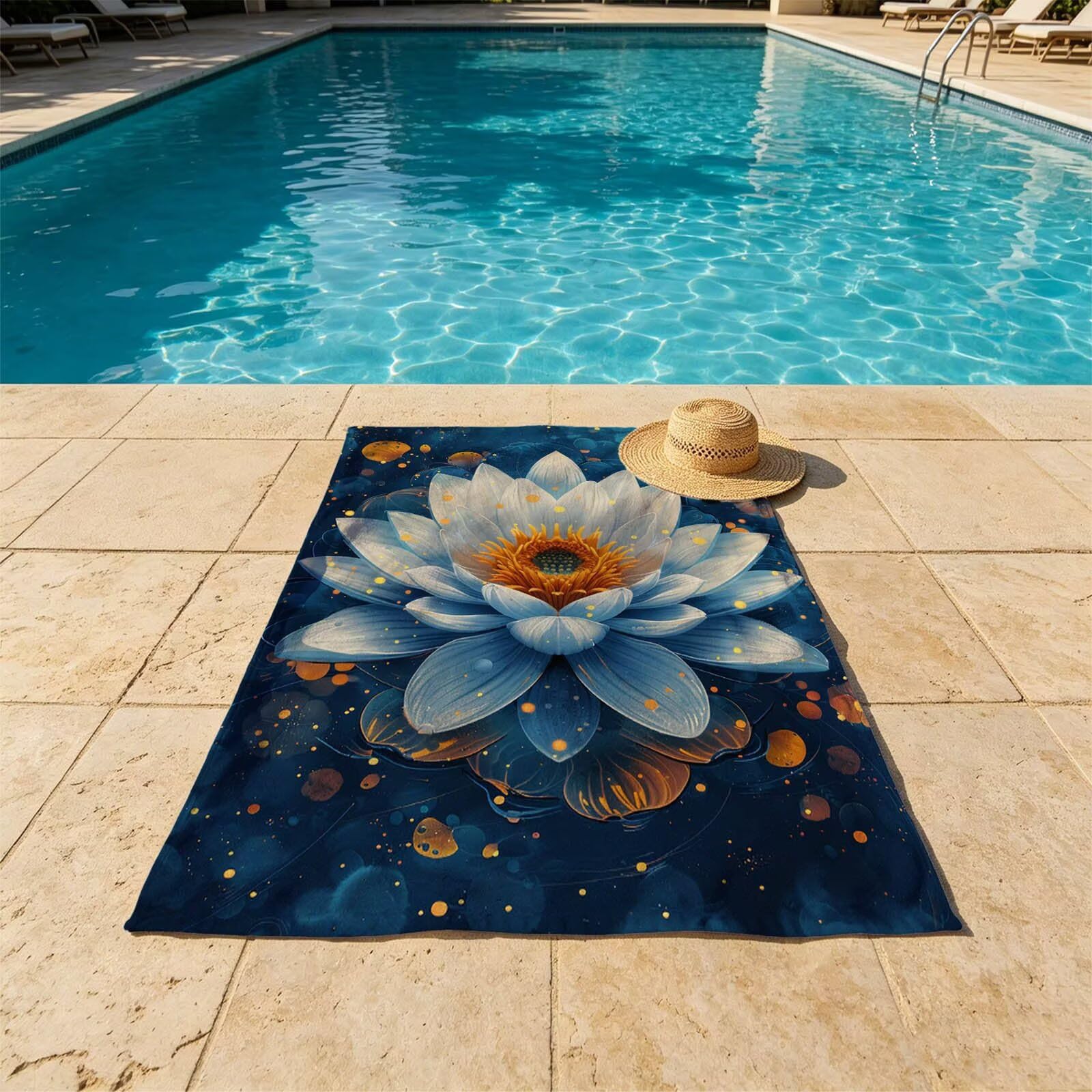 Blanco Toalla Playa 220 x 160 Resistente a la Arena Secado rápido Ligero, Toalla Playa Grande 160x220cm Suave Cómodo como Gym Yoga Sauna Toallas Baño Grandes Exterior Travel Essentials Flor XTLS-4453