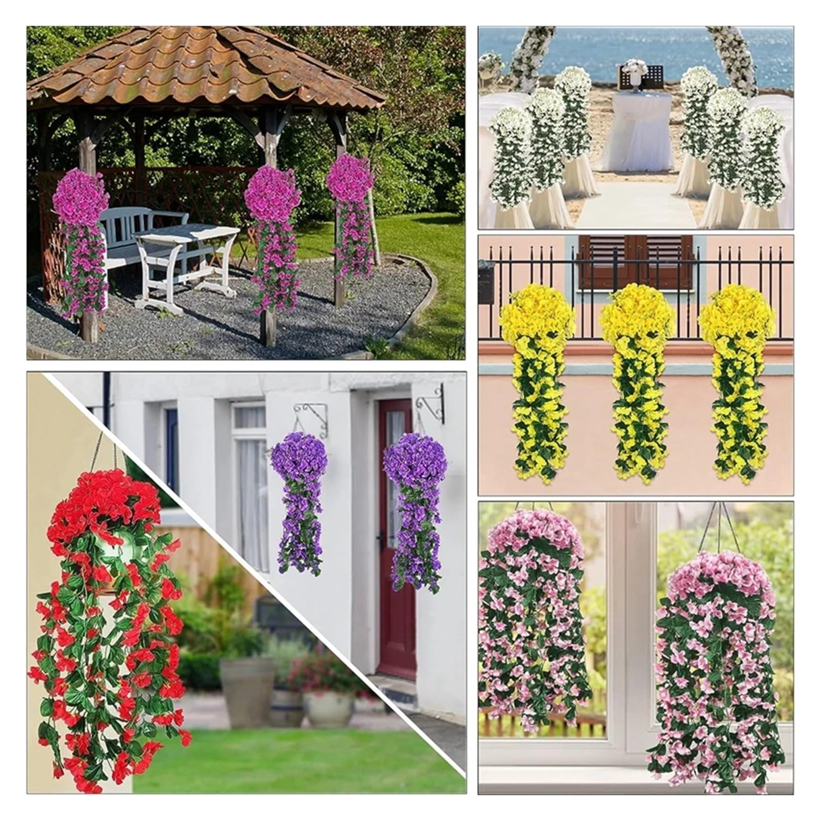 Künstliche Begonienpflanzen, 4 Stück, violette Blumengirlande für Haus, Garten, Hochzeitsdekoration, DIY-Wandbehang, Outdoor-Bogendekoration, lange Rebe