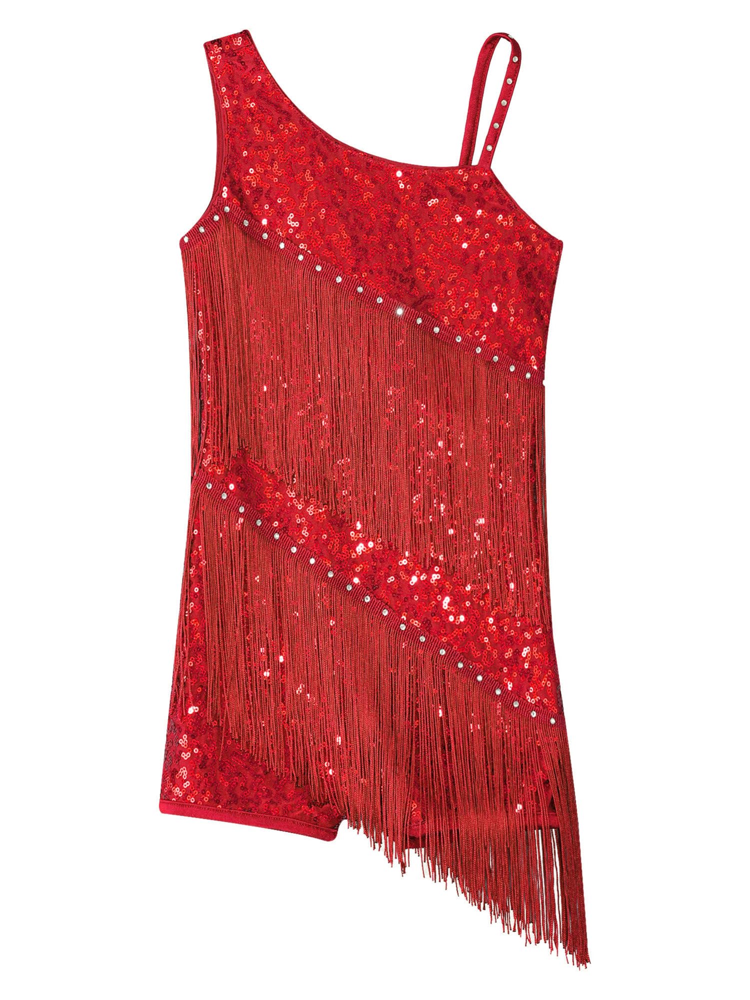 IEFIEL Maillot Flecos de Baile Latino para Niña sin Espalada Maillot Brillante de Danza Ballet Leotardo Gimnasia Mono de Patinaje Artístico Disfraz de Baile 4-16 Años