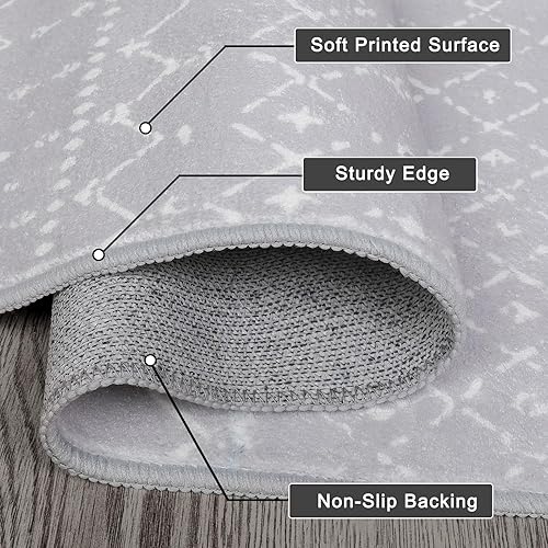 Miniatura 2 de LIVEBOX Alfombra lavable de color gris de 2.5 x 8 pies antideslizante para entrada, alfombra de cocina marroquí neutra, alfombra larga para pasillo,