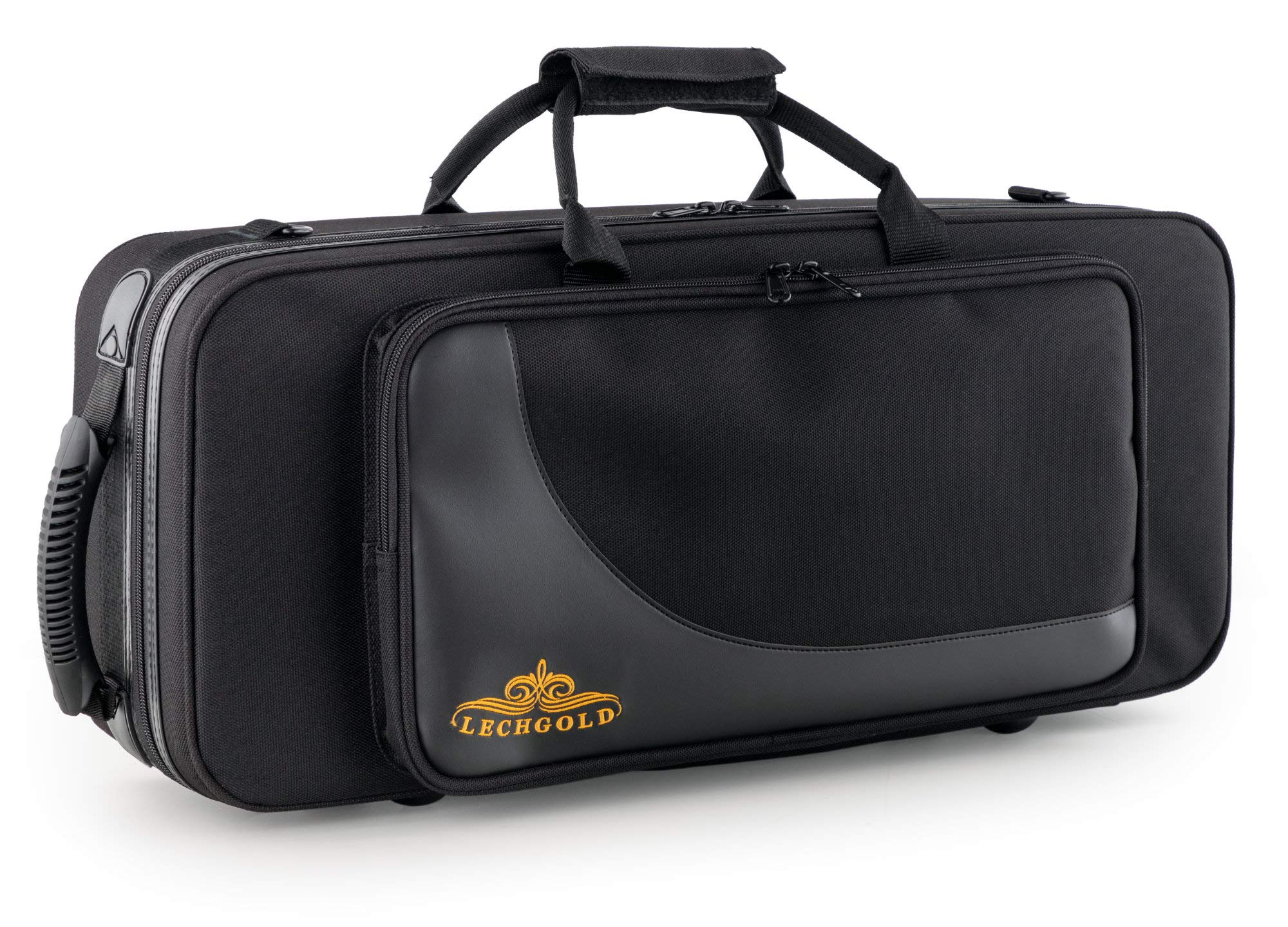 Étui Léger Lechgold pour saxophone alto - rembourrage thermique, poche extérieure, harnais sac à dos, compartiments séparés pour S-Bow, embouchure et accessoires - noir.