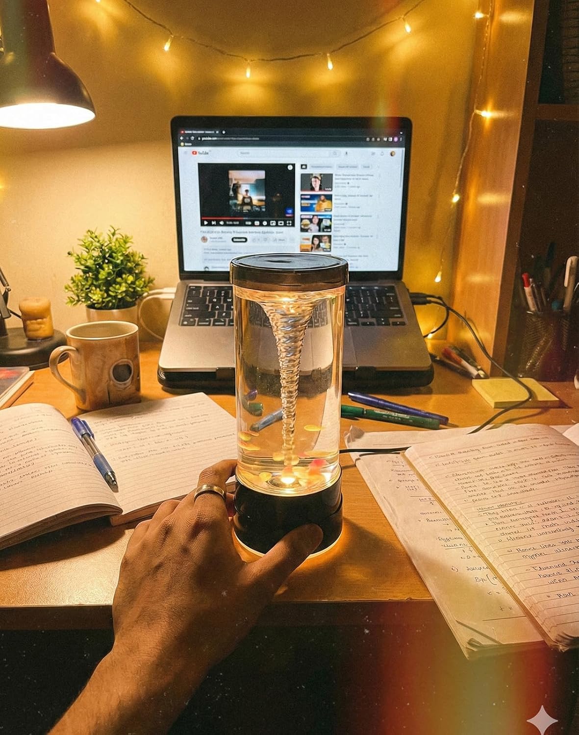 SUNDISC Tornado Lamp - Novelty LED Sensory Liquid Motion Night Light, Exclusive Dual-Bead & Quiet Motor, Cool Tech Gifts for Men Women Teens, Unique Desk Gadgets for Gaming Room, Office, Decor - Image 6