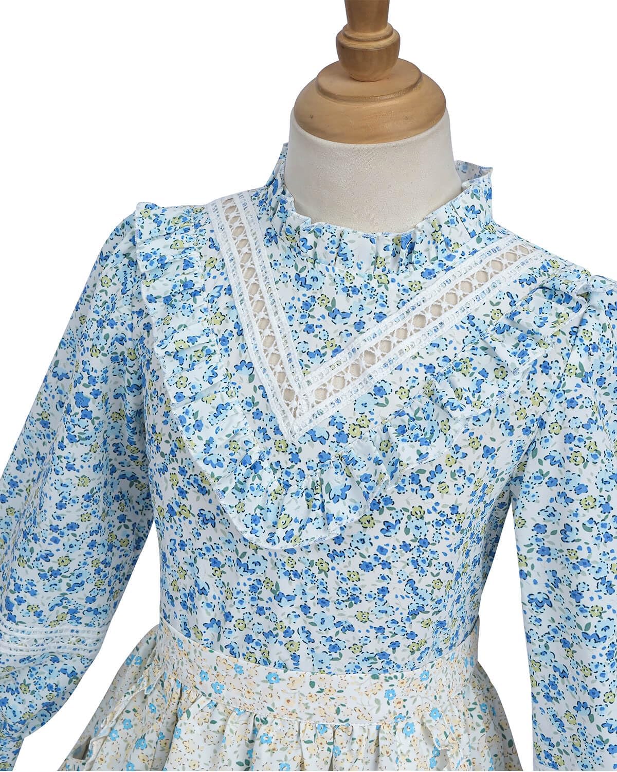 Nuoqi Pioneer Dresses for Girls Prairie Dress Long Colonial Costume 1800s Girls Victorian Dress