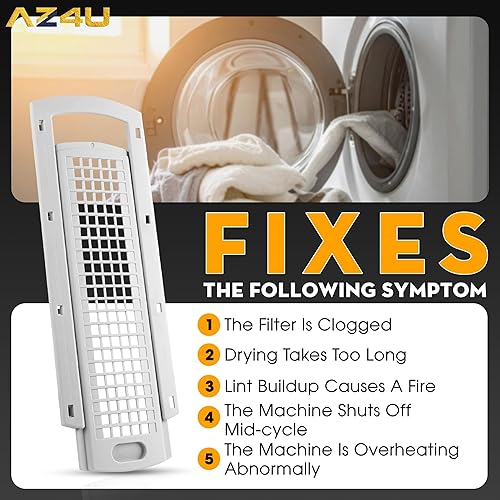 Miniatura 6 de AZ4U WE01X25914 WE01X25915 WE22X35337 actualizado para GE - Rejilla de cubierta de pantalla de pelusa para lavadora y secadora Guía de rejilla