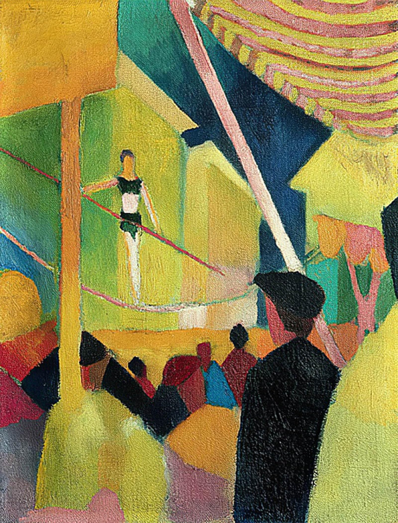 YIMACBJXX Famous Painting Wall Art Decor Canvas Picture Wall Tightrope Walker Around by August Macke Graffiti Art Pictures for Home Decor 60x90cm
