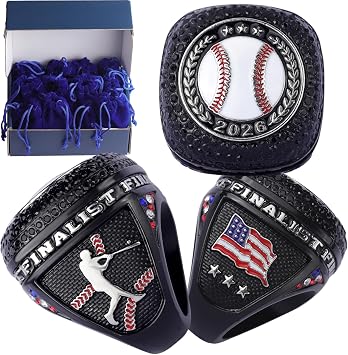 Sporting Prize Baseball Date 2026 Championship Trophy riing Size 9.5 Black Two Tones Plating Baseball Events Team Awards
