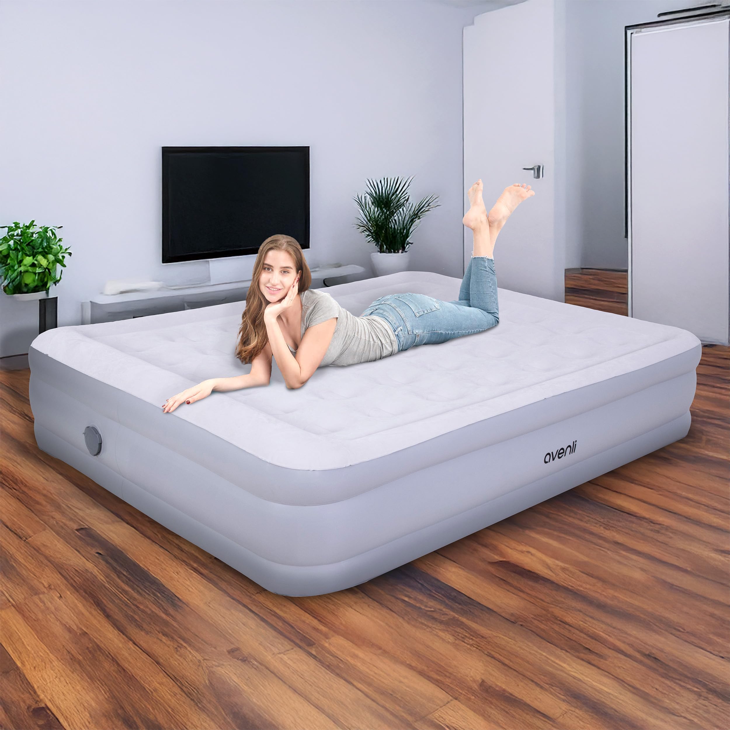 Materasso Gonfiabile Autogonfiante 203x157x47 Cm Con Pompa - Letto Aria Per 2 Persone - Ideale Per Ospiti E Campeggio - Foto 14