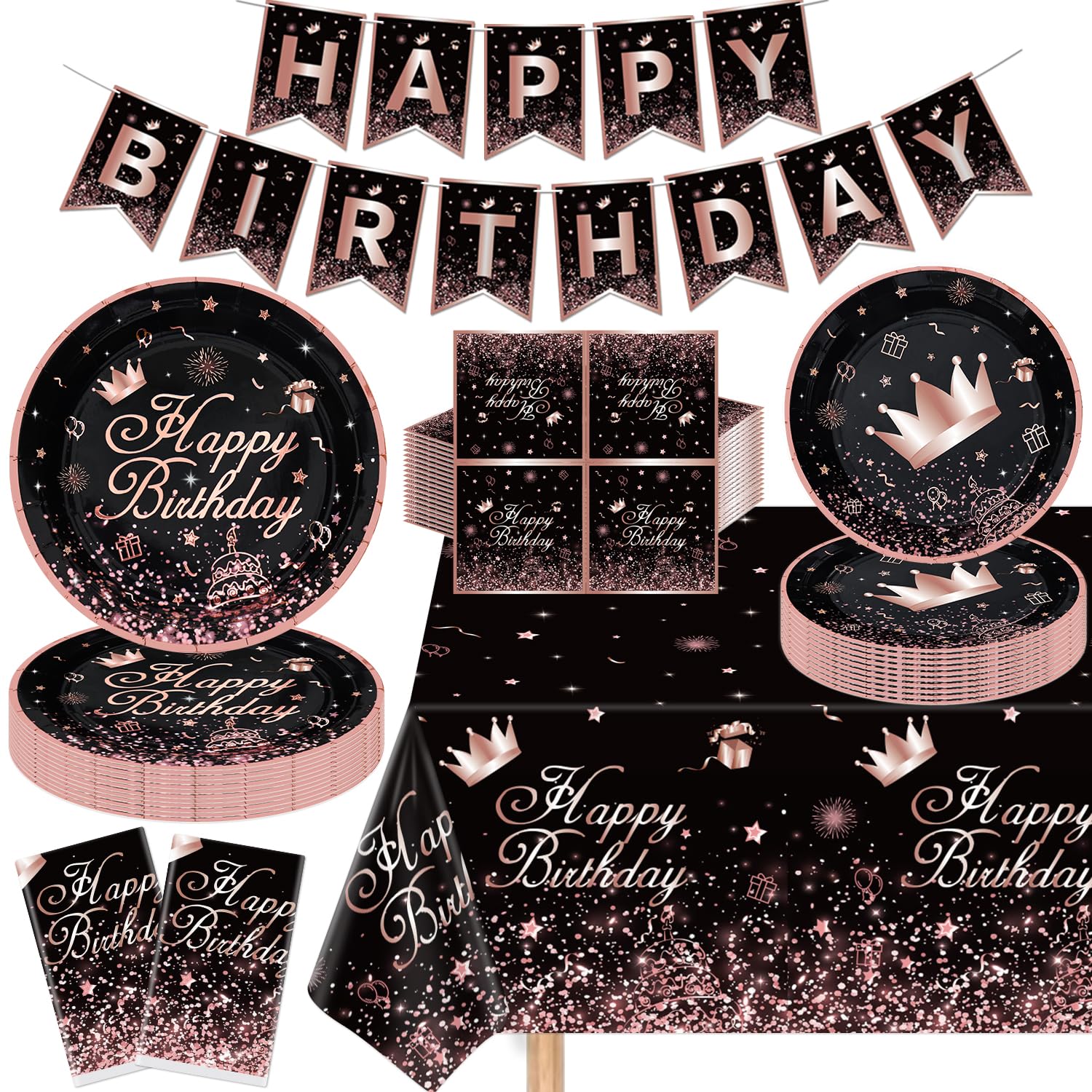 Striscione decorativo per 50° compleanno, sfondo nero oro rosa per compleanno, striscione per cabina fotografica, extra large per cinquanta compleanno, sfondo per donne 50° compleanno forniture per