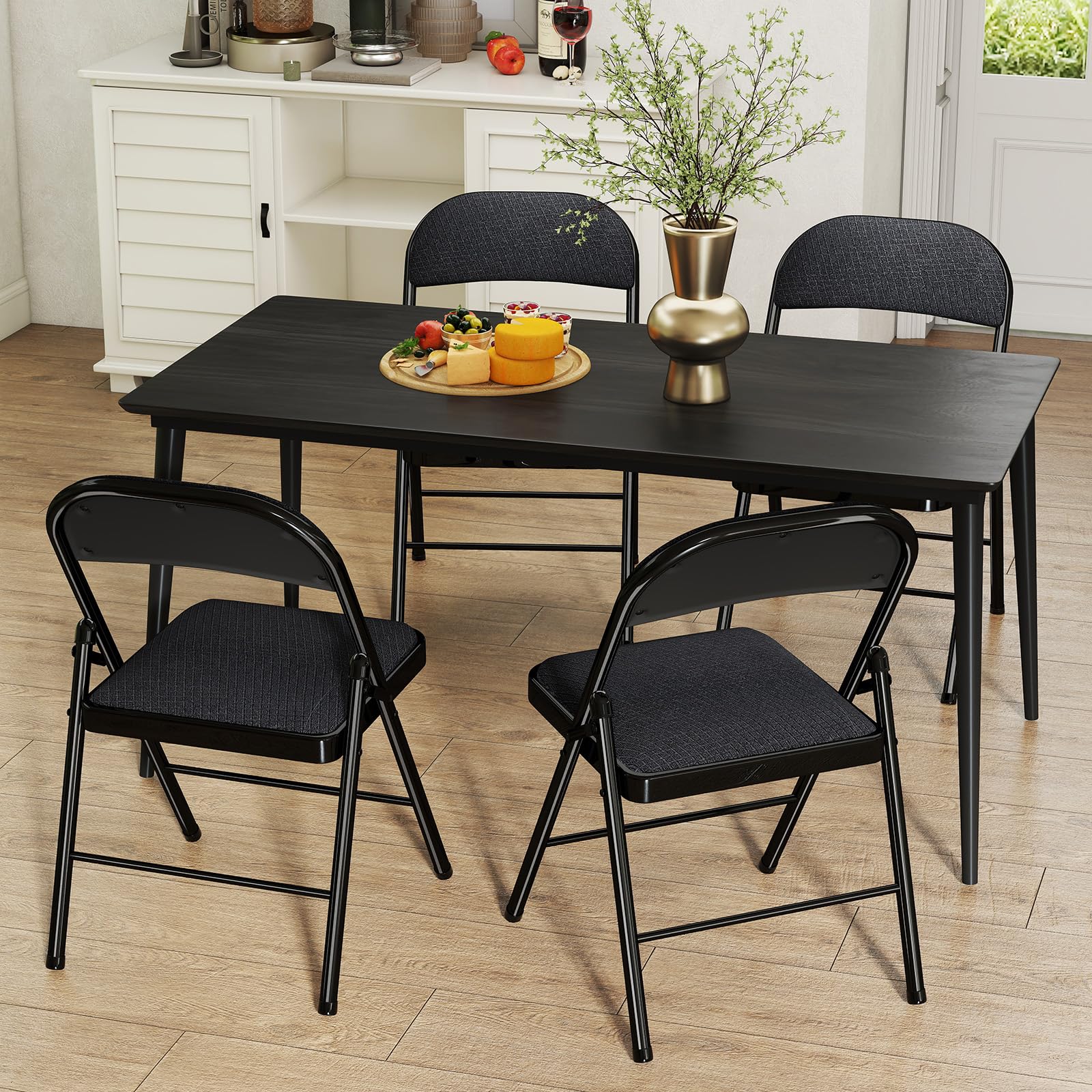 Sedie da giardino pieghevoli, in metallo, Set di 4 pezzi, per sala da pranzo, cucina, campeggio, balcone, terrazze, sedia pieghevole per Casa e Ufficio, sedie da giardino, sedie da esterno pieghevoli