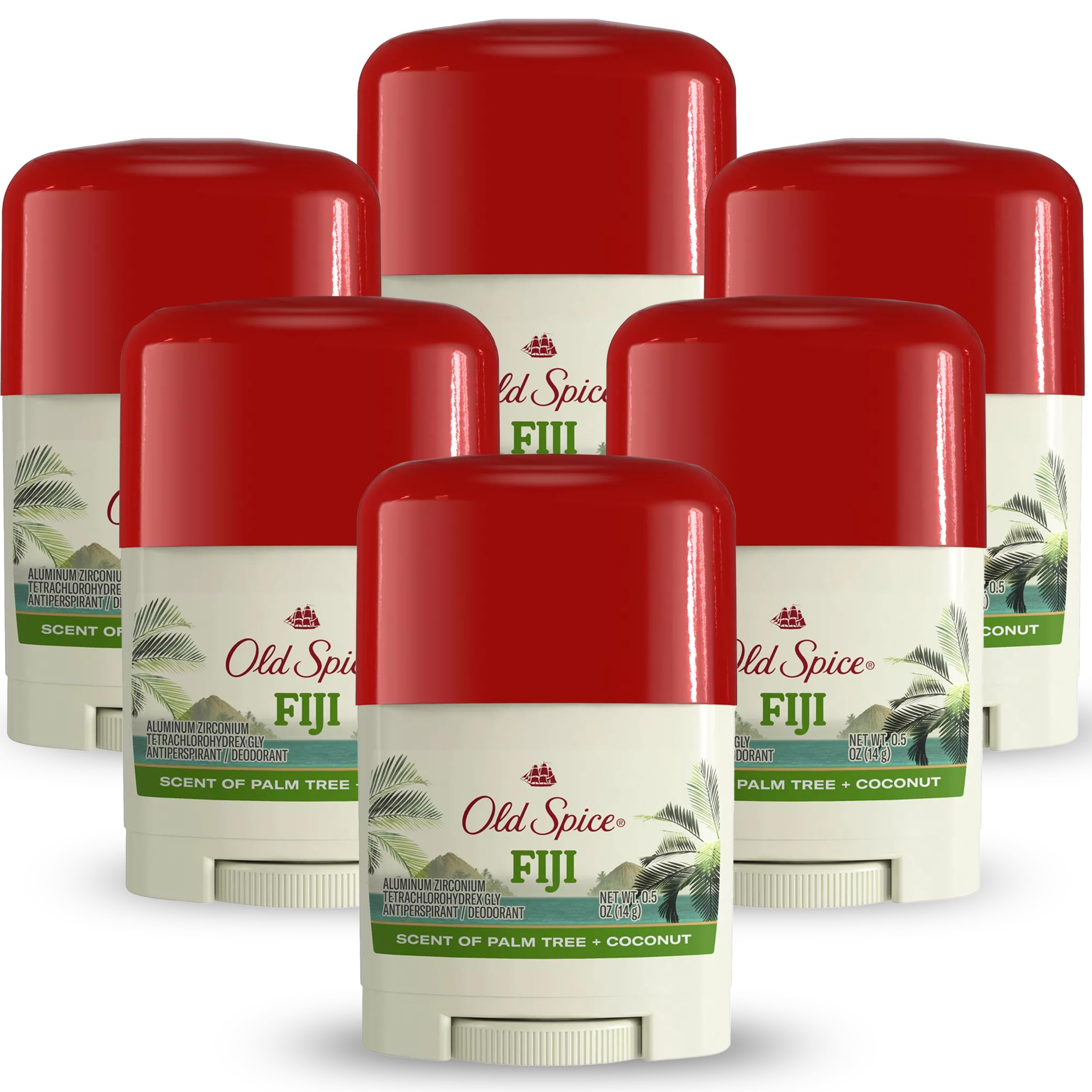 Old Spice Fiji Antiperspirant Deodorant for Men 6 Pack Palm Tree and Coconut Long lasting Scent 24 7