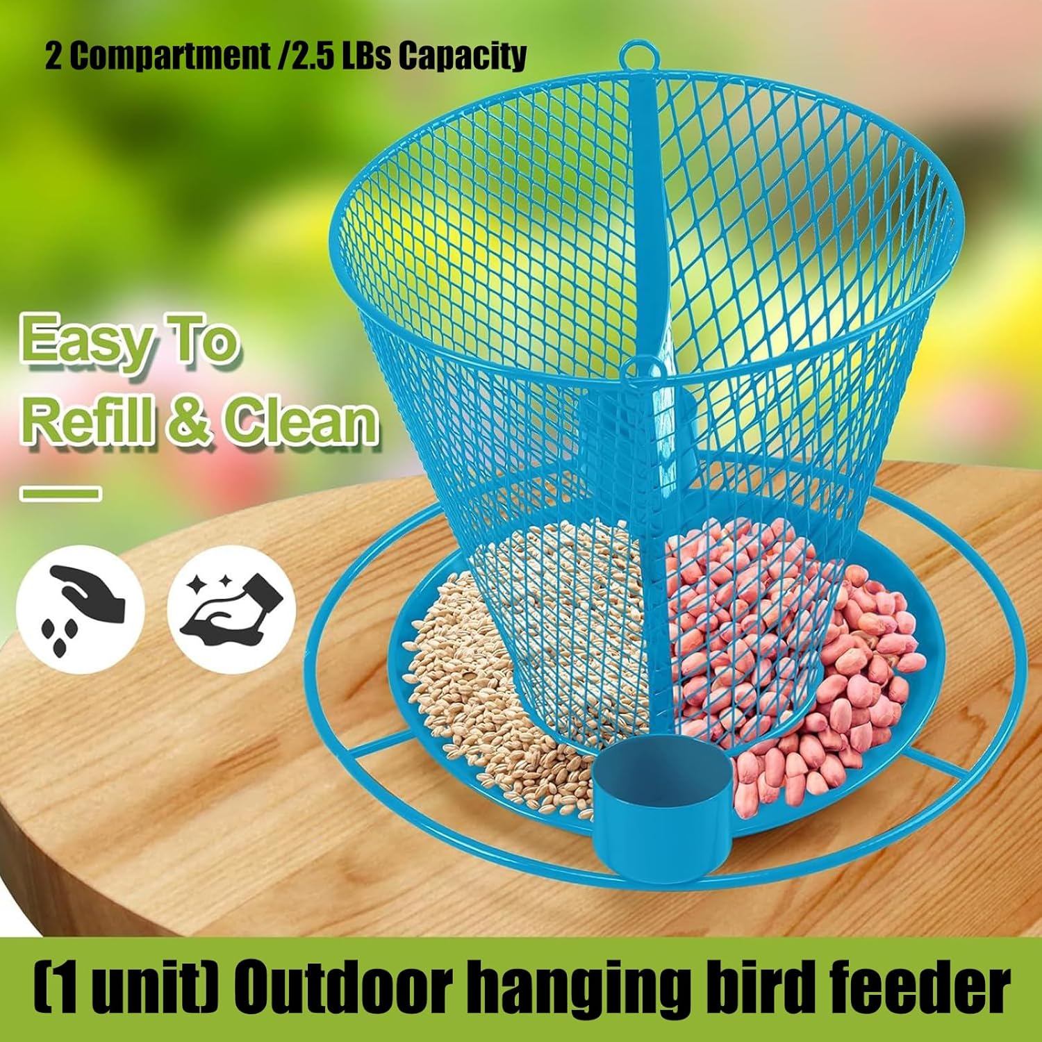 Weather Hanging Bird Feeder Observation Feeding Station with Water Bowl Drainages Design for Outdoor Feeder