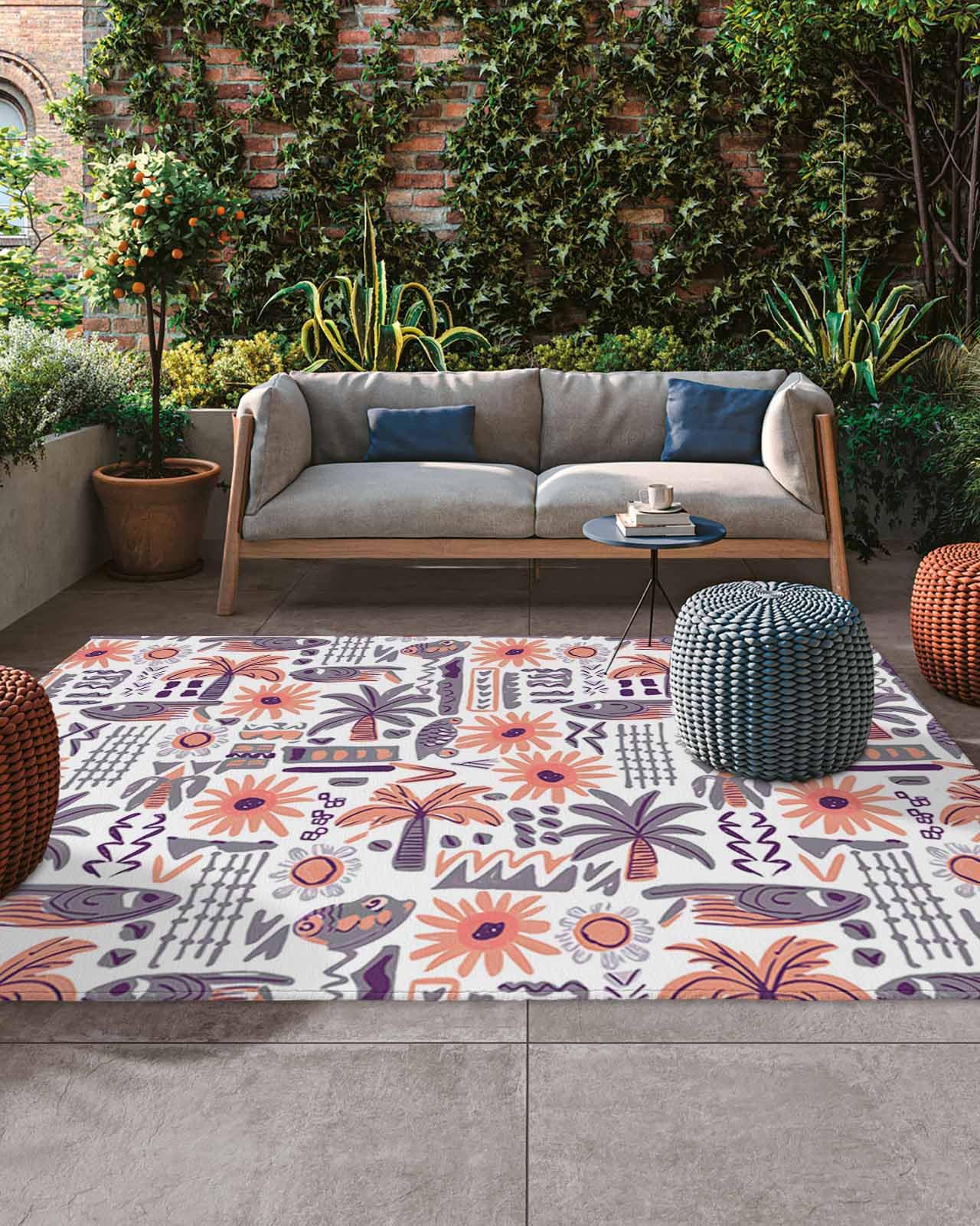 Amazon.com: Outdoor Rug Mats for Patios, Summer Tropical Palm Tree