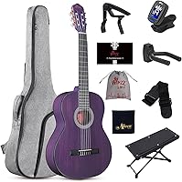 Vista 12 de WINZZ Guitarra clásica 4/4, guitarra de cuerda de nailon de tamaño completo de 39 pulgadas para adultos principiantes, kit completo de guitarra