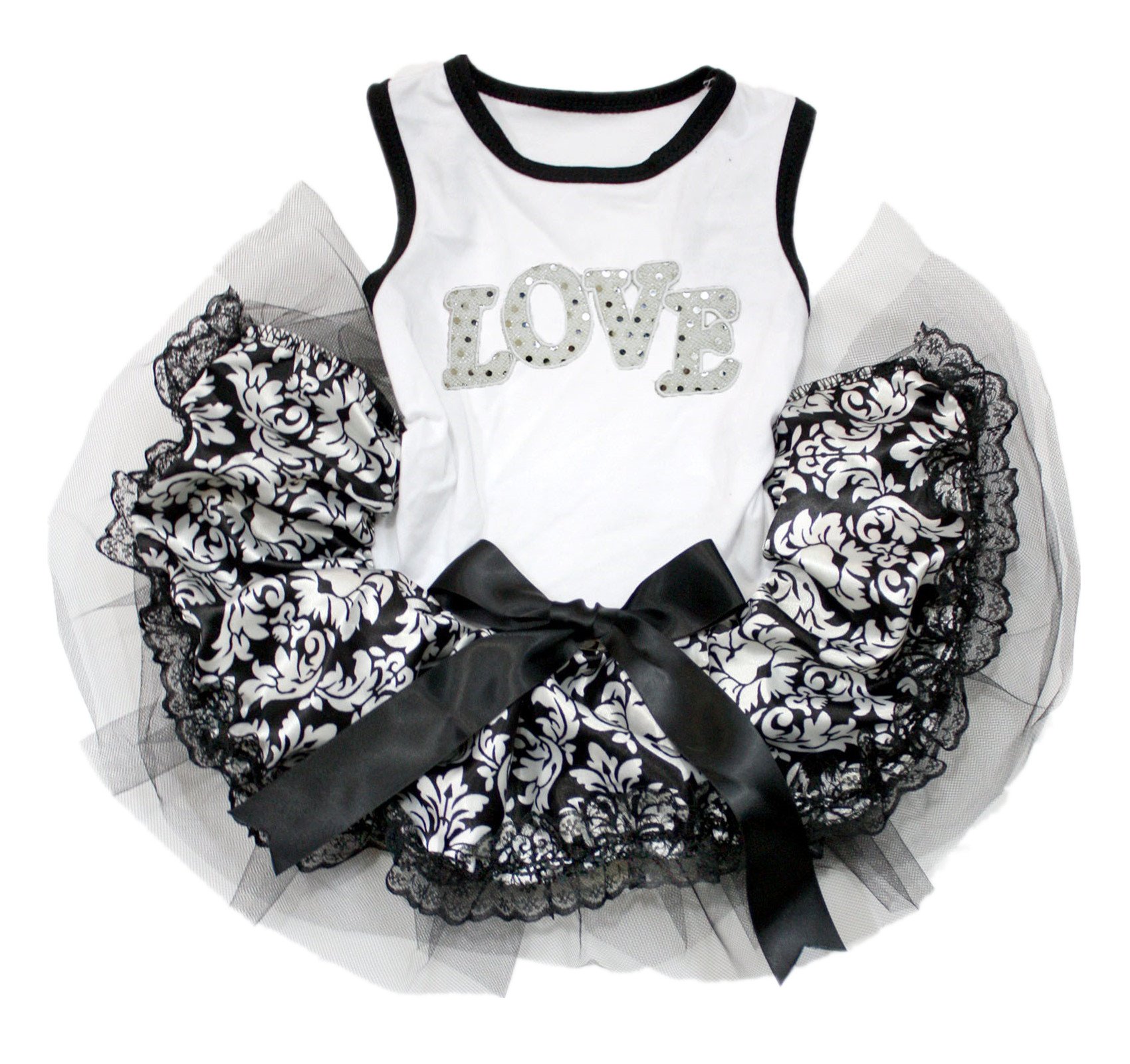 Robe pour chien dentelle blanche vêtement de petite taille S avec sequins chic