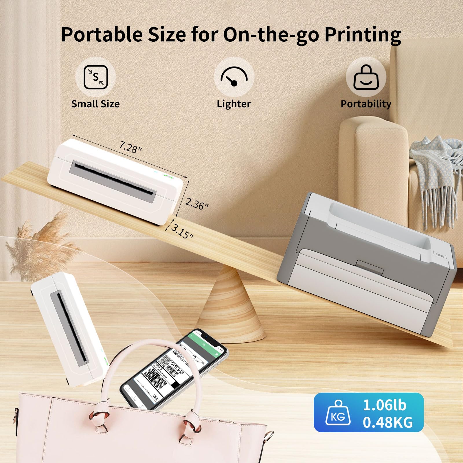 Gloryang Stampante termica Bluetooth per etichette di spedizione, stampante per etichette senza inchiostro 4X6 per iOS, Android, laptop, stampante wireless per piccole imprese, compatibile con Amazon,